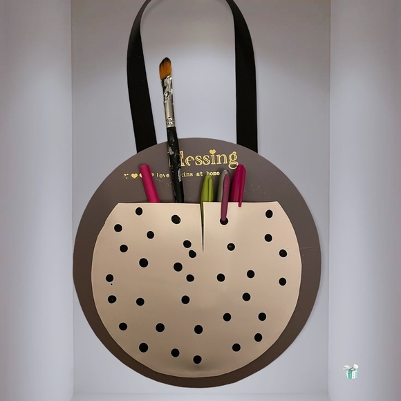 NEW Set of 4 Upcycled Wall Storage Stationary Circles. Unique and useful. Gift - Picture 8 of 8